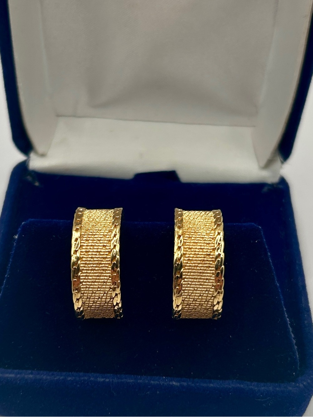 Vintage Monet 10k Gold Textured Hoop Earrings